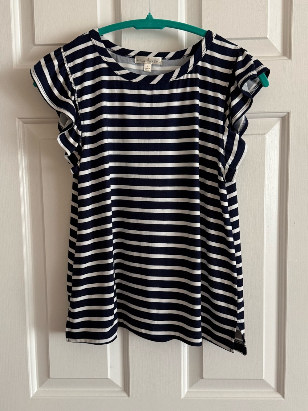 nine britton Navy & White Striped Short Sleeve Tee